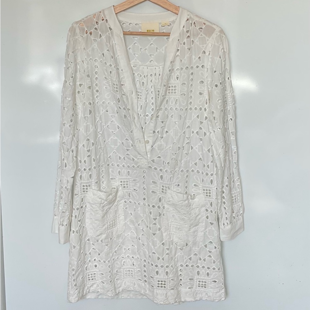 Anthropologie Maeve women’s white lace tunic dress cover-up. - Picture 3 of 8